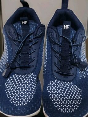 HF Cloud Men's Blue White Geometric Mesh Low Top Lace Up Athletic Sneakers